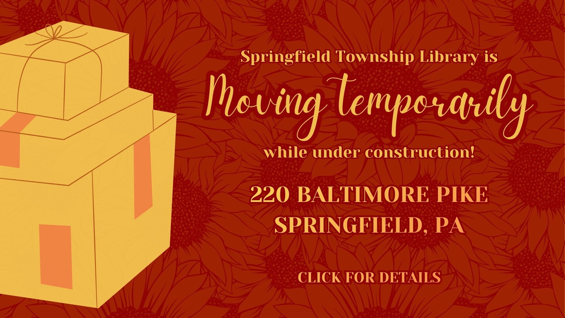 We're temporarily moving to 220 Baltimore Pike. Click for details.