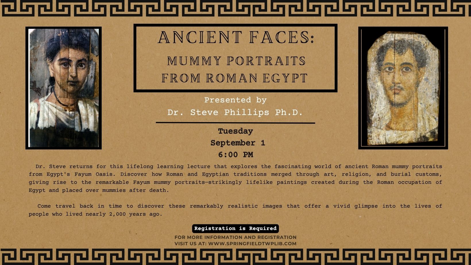 Lecture: Mummy Portraits from Roman Egypt on September 1 at 6 p.m.