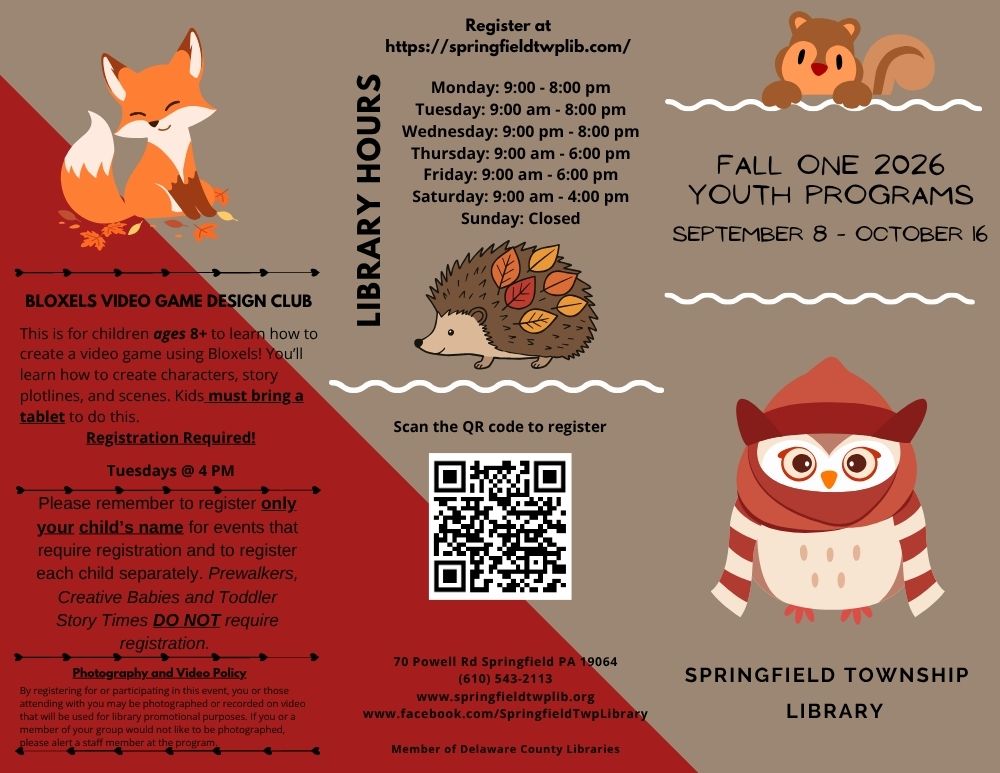 Flyer for Fall Youth Programs